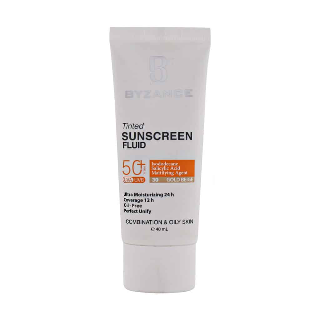 کرم ضد آفتاب رنگی +SPF50 بیزانس مناسب پوست مختلط و چرب - 40 میل