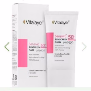 فلوئید ضد آفتاب رنگی سنسی ویت ویتالیر SPF50 بژ طبیعی مناسب پوست حساس _ 50 میل