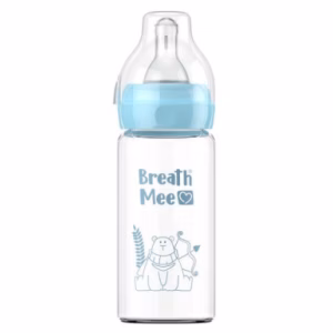 شیشه شیر پیرکس دهانه استاندارد نوزاد BREATH MEE ظرفیت ۱۲۰ میلیلیتر مناسب از ۶ ماهگی مدل BT07