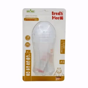 شیشه شیر شیشهای پیرکس نوزاد BREATH MEE ظرفیت ۱۸۰ میلیلیتر مدل BT13