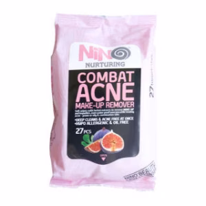 دستمال مرطوب پاک‌ کننده آرایش  مدل Nurturing Combat Acne مراقبت‌ کننده و ضد آکنه نینو – ۲۷ عددی