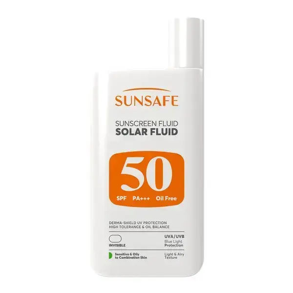 ضد آفتاب فلوئیدی بی رنگ spf30 سان سیف.webp