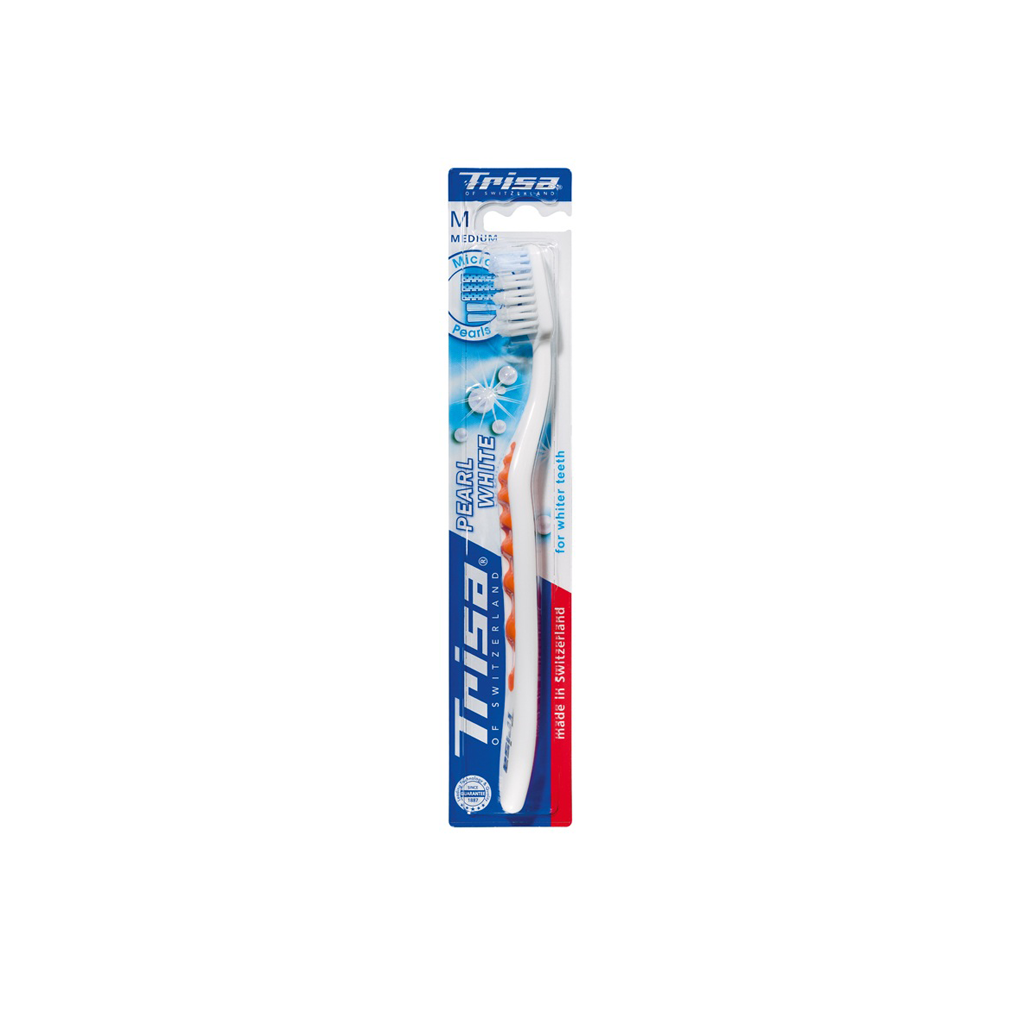 Trisa Pearl White Medium Toothbrush